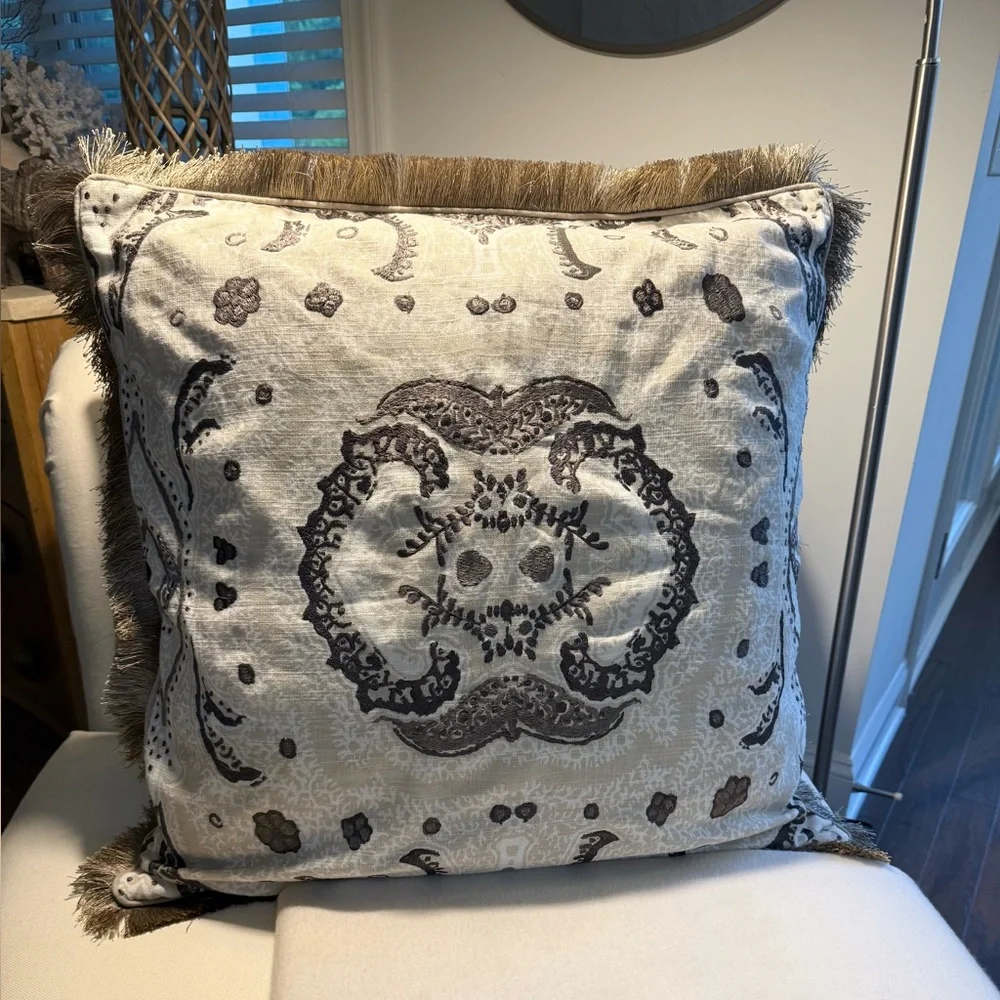 New! Kim Seybert Living Fringe Pillow Cover 26” Square